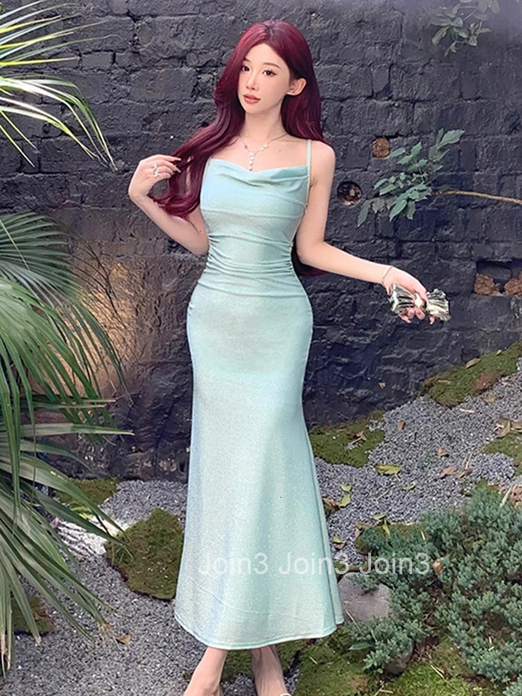 New Summer Fashion Vacation Beach Fishtail Long Dress Women Clothes Sparkly Sexy Strap Slim Maxi Party Prom Vestidos Fiesta Robe