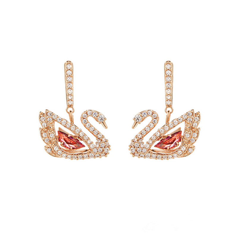 Luxury Austria shine crystal lovely duck designer earrings for women white nature stone cute animal stud earring earings ear rings jewelry gift