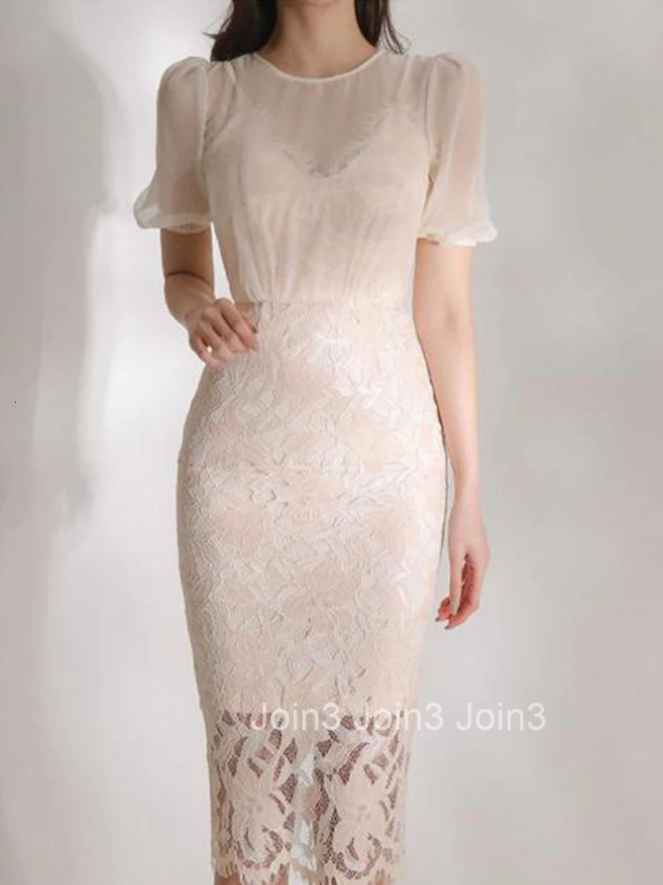 Summer Formal Occasion Dress For Women Elegant Lady Chic Lace Sheer Short Sleeve Wrap Hip Midi Party Prom Mujer Vestidos Street