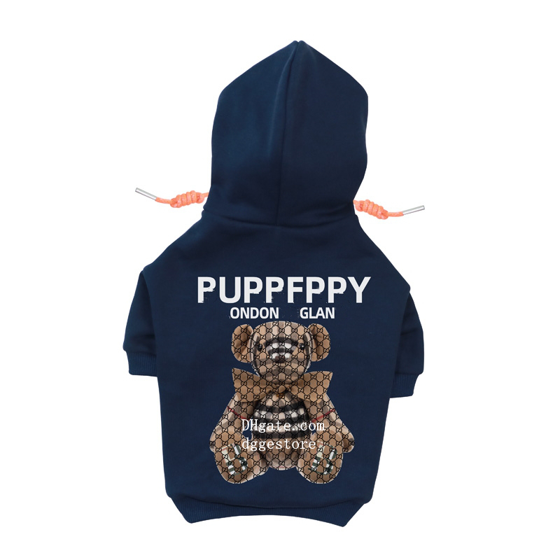 free shipping Designer Clothes ic Little Bear Hoodie Cotton Fall Style Pets Apparel Warm Dog Sweatshirt with Hat Cold Weather Coats for Small Medium D