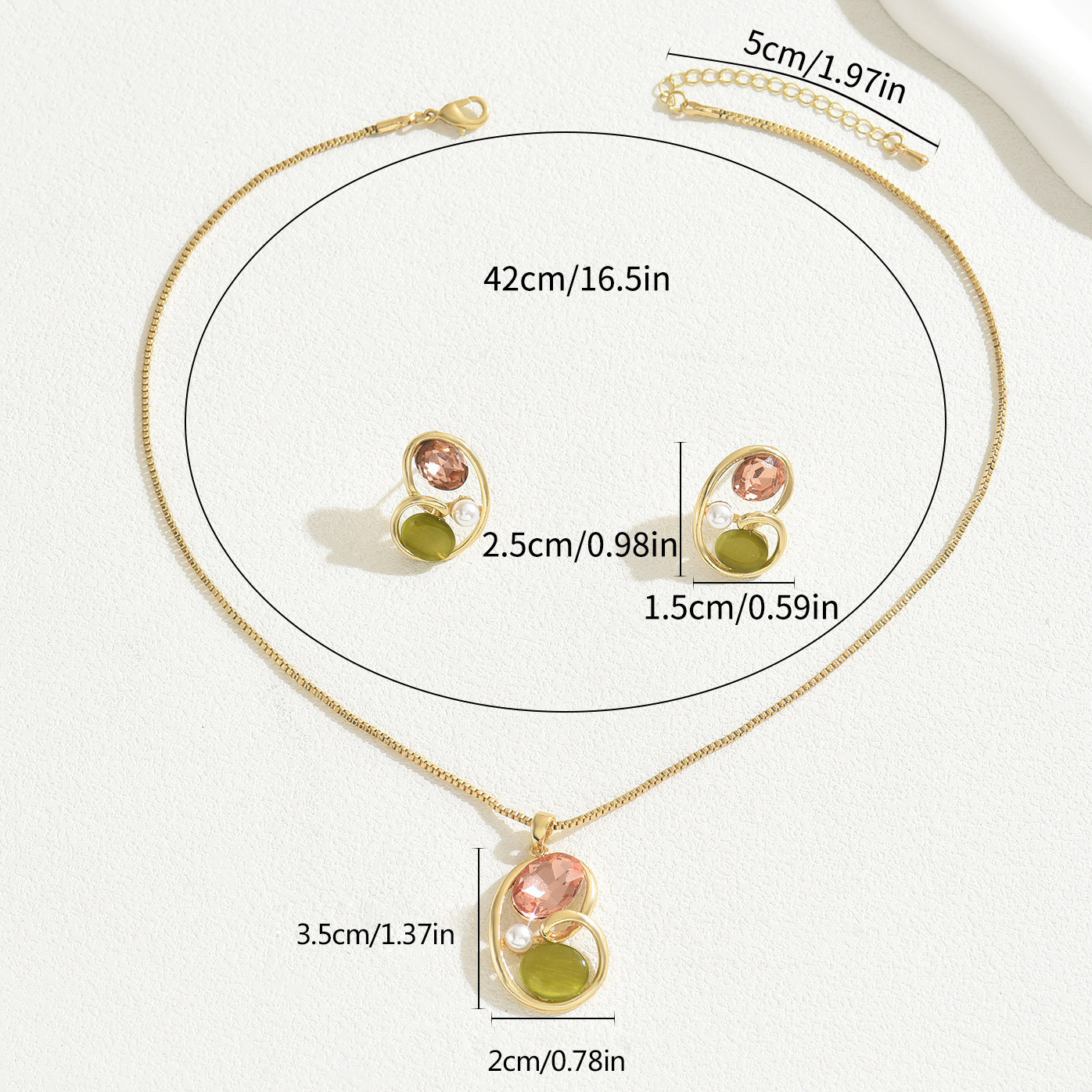 Forest Korean Version Clege Style And Necklace Set Inlaid Long Clavicle Chain Women's Earrings