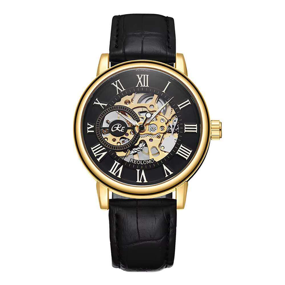 DHgadgets Luxurious Automatic Movement Black Low MOQ Stainless Steel Design Men's Mechanical Watch