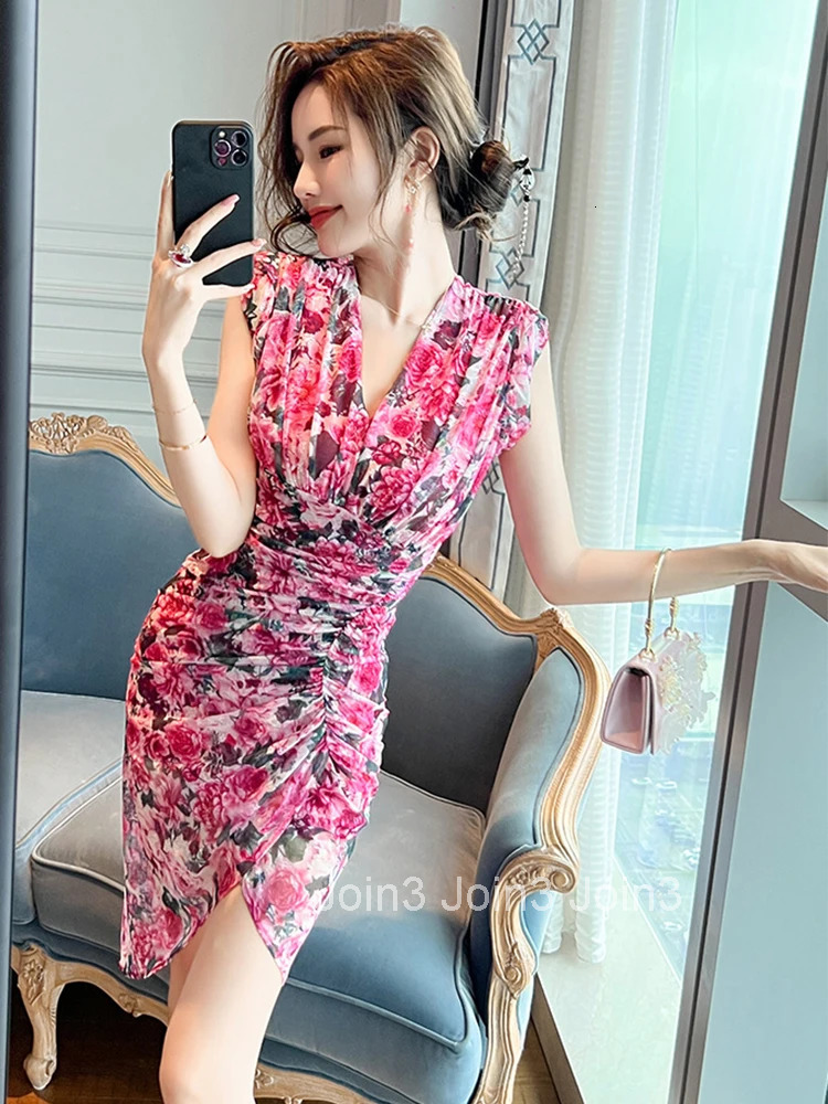 New Summer Mesh Elegant Women Evening Dress Floral Sexy V-Neck Skinny Midi Party Beach Mujer Prom Birthday Boho Stretchy Vestido