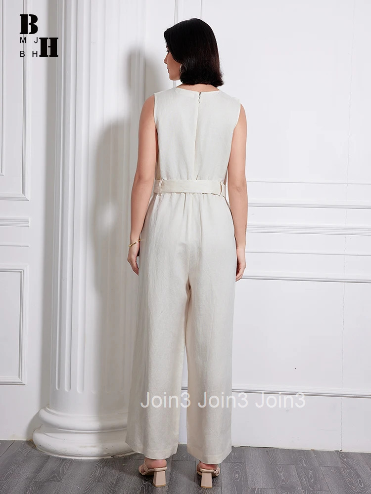 Summer Comfortable Cotton Linen One Piece Long Jumpsuits Women Clothes Elegant Formal Sleeveless Mujer Wide Leg Loose Rompers