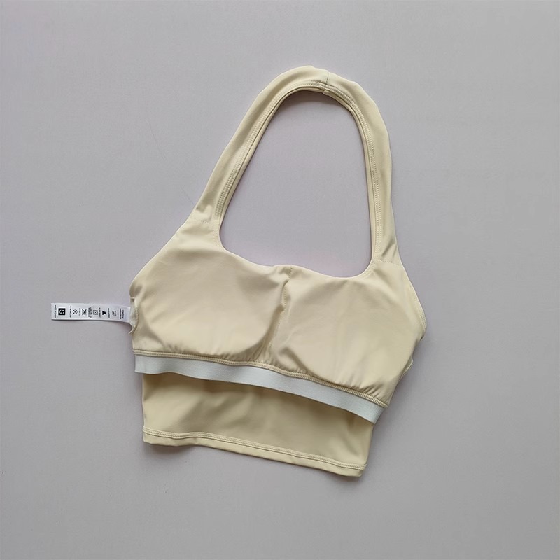 Summer's new sexy neckband with breast pads, beautiful back sports bra, female beauty, bare back, pleated and gathered sports bra