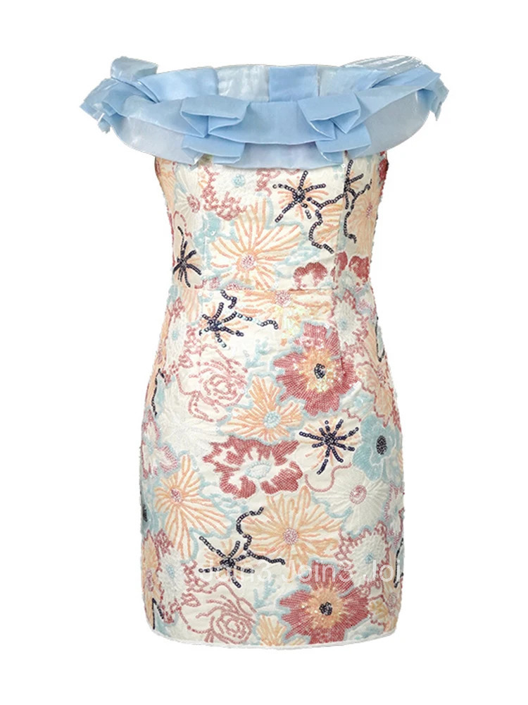 New Summer Sequin Evening Dress Women Clothes Elegant Luxury Sweet Sexy Off-Shoulder Slim Party Birthday Holiday Vestidos Fiesta