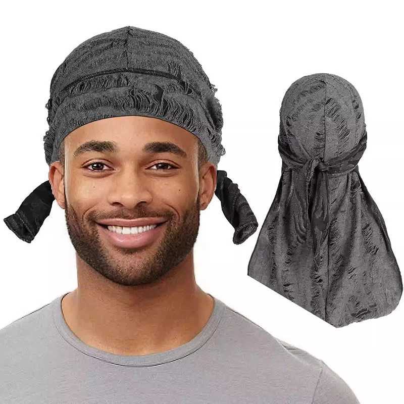 Long Tail Unisex Adult Cotton Doo Rag Durag Bandanas Cap Pirate Hat Turban Men Hip Hop Headband Biker Headwrap Women Headwear M250623