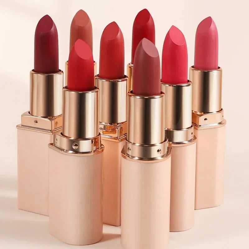 Deep Red Matte Lipstick 8 Colors Waterproof Non-stick Cup Lip Balm Makeup Dark Red Lipsticks Velvet Easy To Color Lips Cosmetics XJ250623