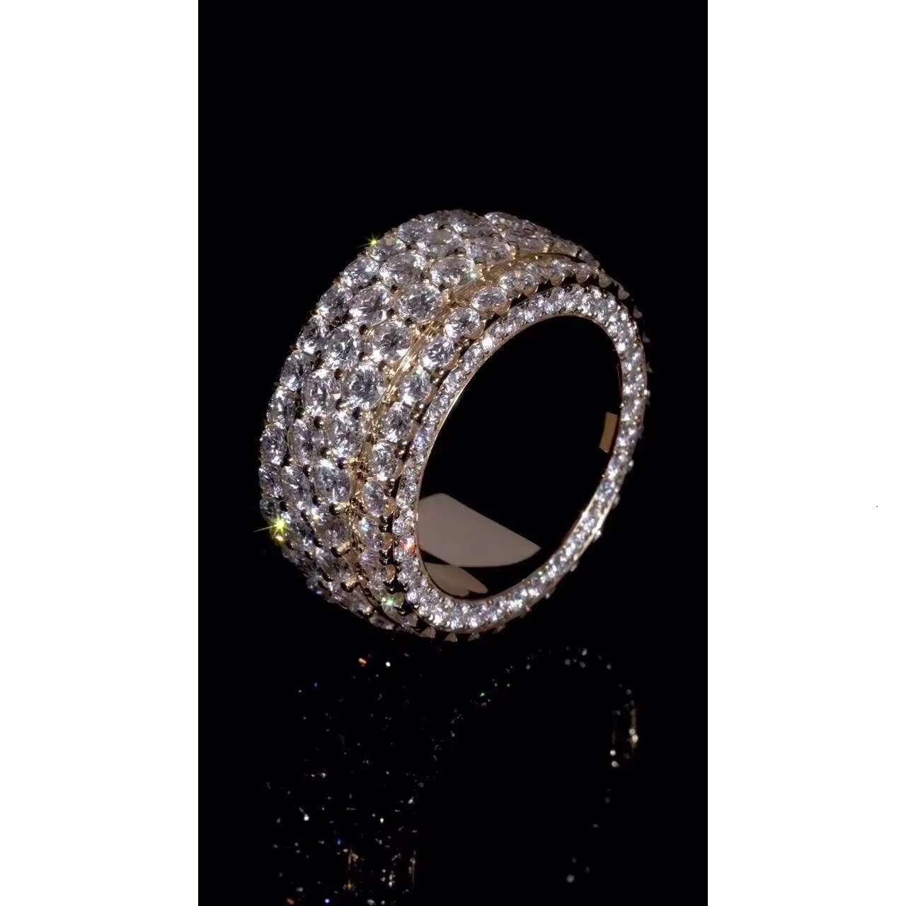 Big Pointers VVS Moissanite Ring Iced Out Wedding Band for Men Pass Diamond Test