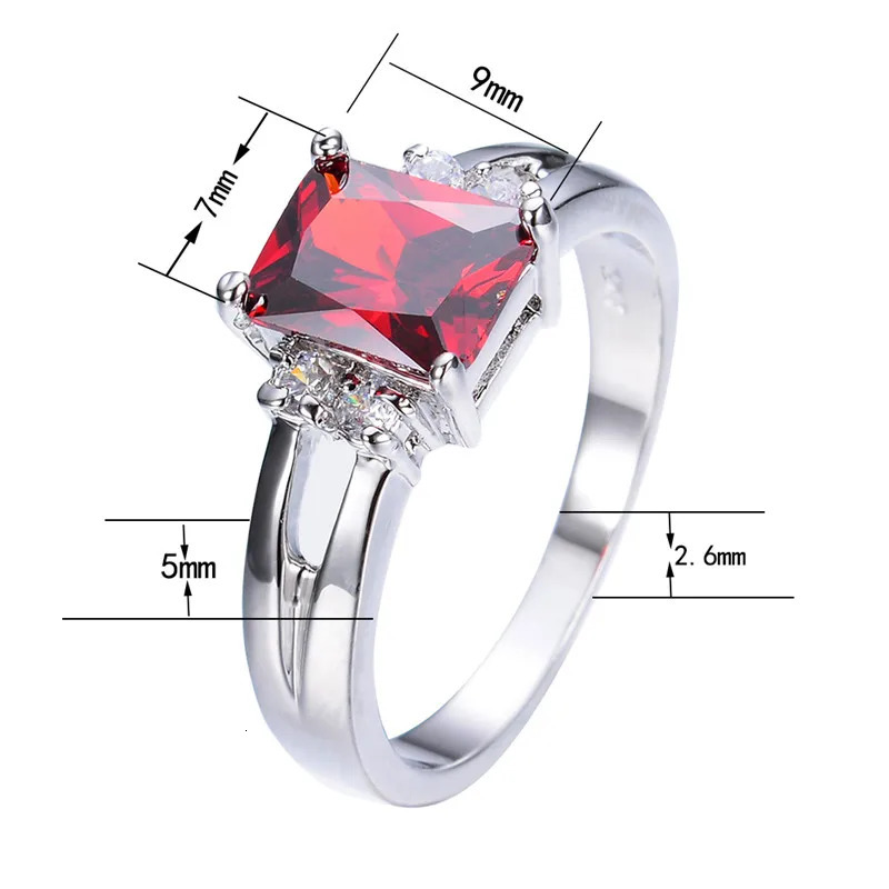Female Crystal Red Zircon Stone Engagement Ring Cute Wedding Jewelry For Women 250617