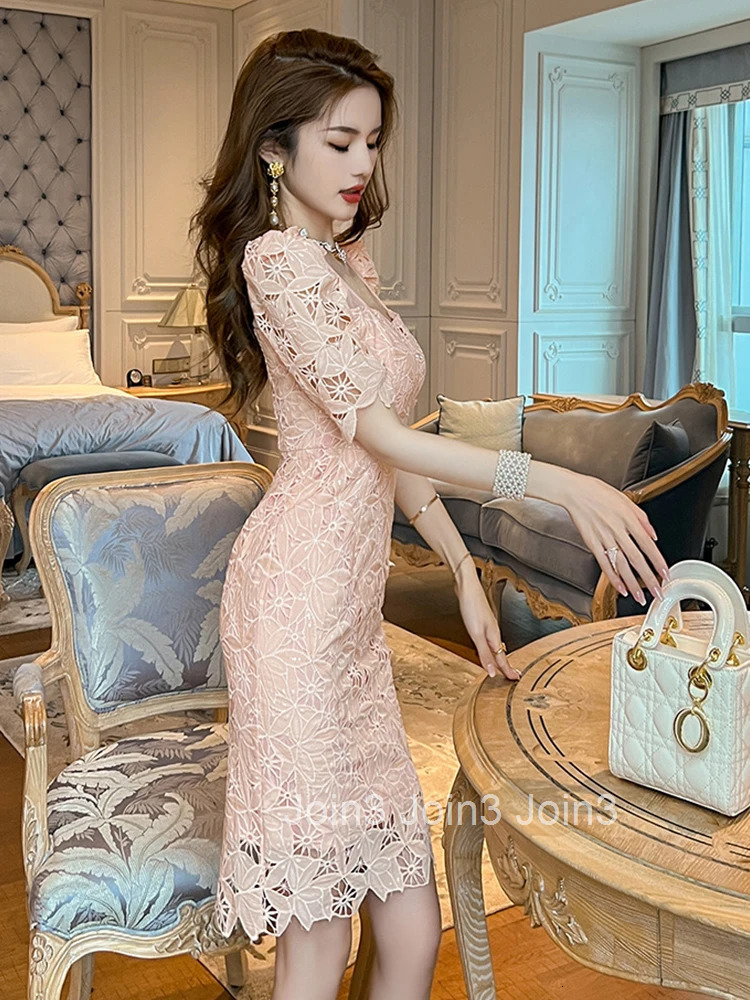 Fashion Summer Lace Elegant Women Evening Short Dress Chic Hollow Sexy Square Collar Slim Mini Party Mujer Prom Vestidos Fiesta