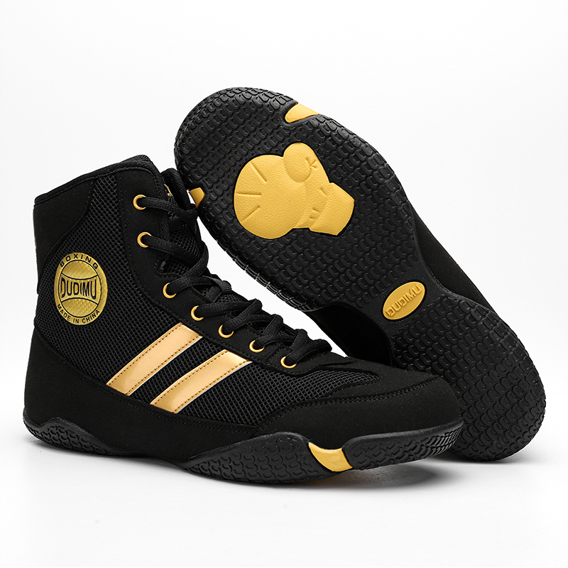 Men's Professional Boxing Training Shoes, Women's Free Kickboxing Shoes, Non-Slip Indoor Gym High-Top Fighting, Sanda & Wrestling Shoes