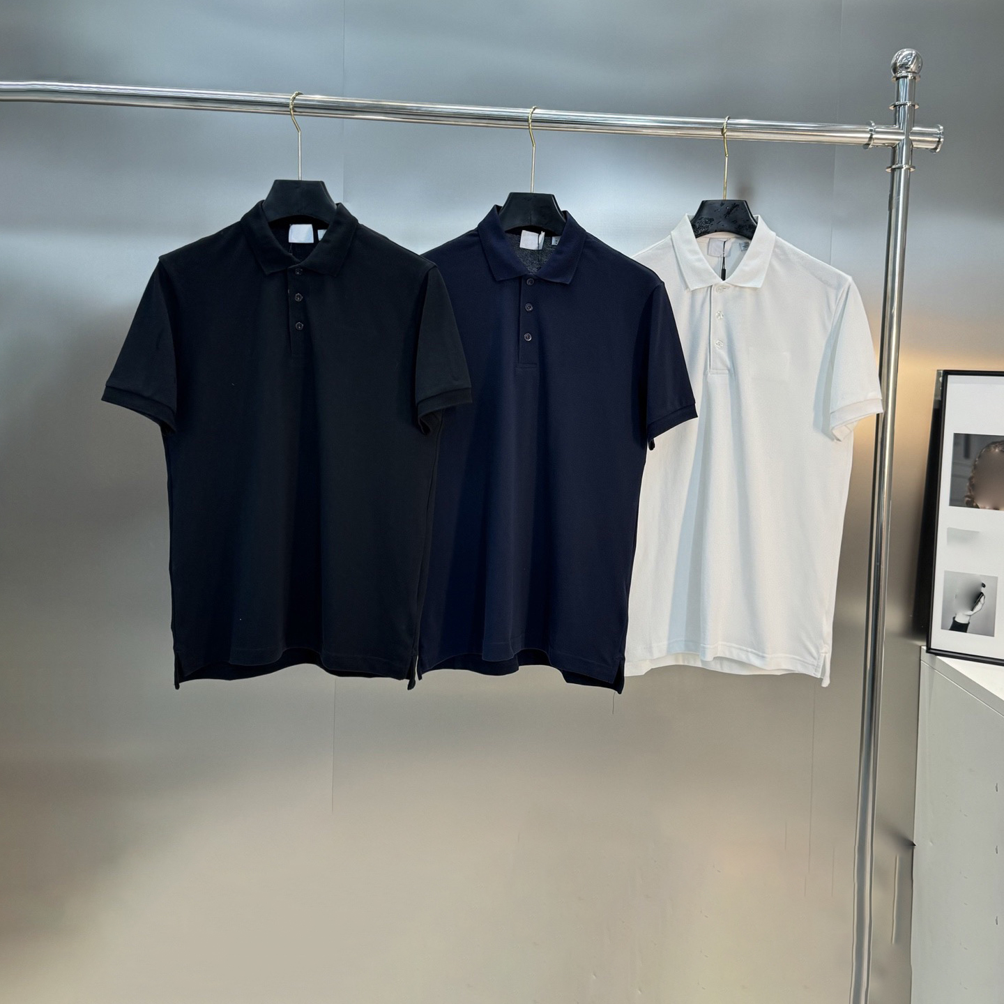 High quality designer men's T-shirt and polo shirt men's polo shirt new short sleeved casual business pattern classic button square neck men's top