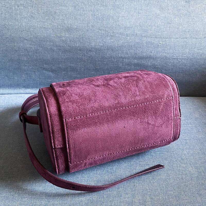 Korean Boston Bags For Women Designer Handbag And Purse 2024 New In Faux Suede Vintage Lock Decoration Small Box Shoulder