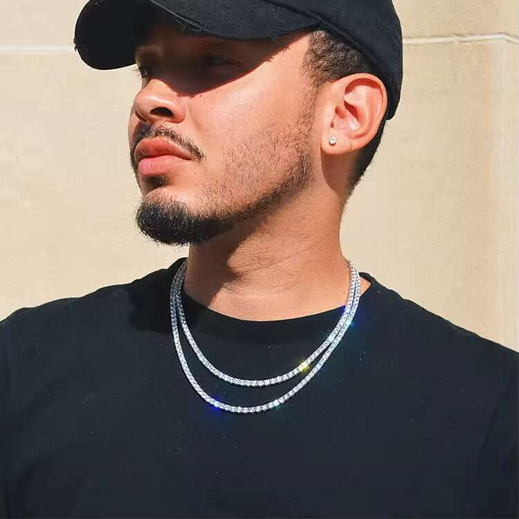 Hip Hop Moissanite Tennis Chain 925 Sterling Silver 2mm 3mm 4mm 5mm 6.5mm VVS Moissanites Diamond Necklace