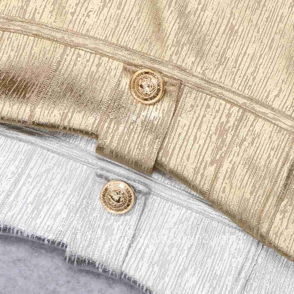Pretty Womens Clothing Golden Bodycon Bandage Dress V-neck Sexy Birthday Party Celebrity Evening Runway Lady Dress 2025