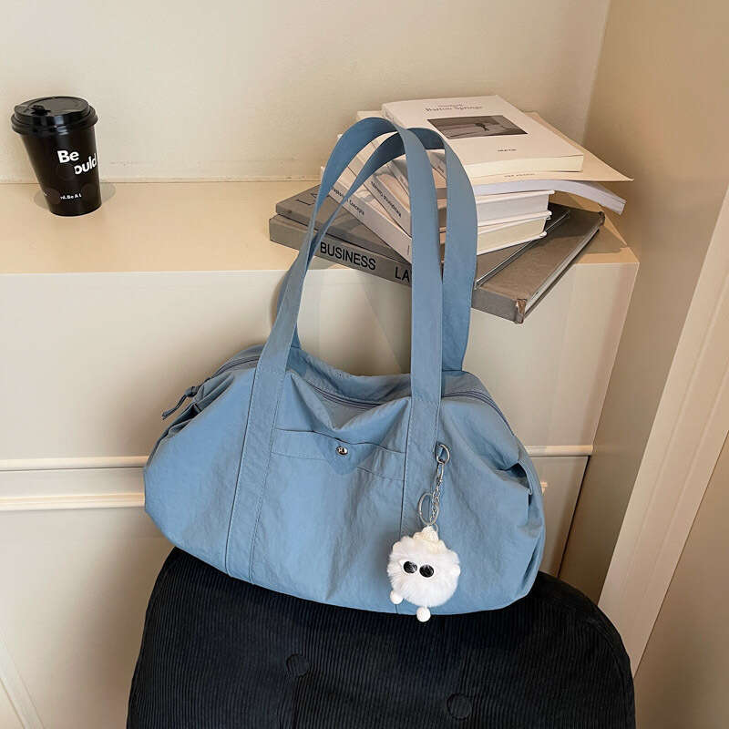 Lightweight Large Capacity Waterproof Wrinkle-Resistant Daily Commute Class Short Trip Nylon Tote Simple Trendy Shoulder Bag