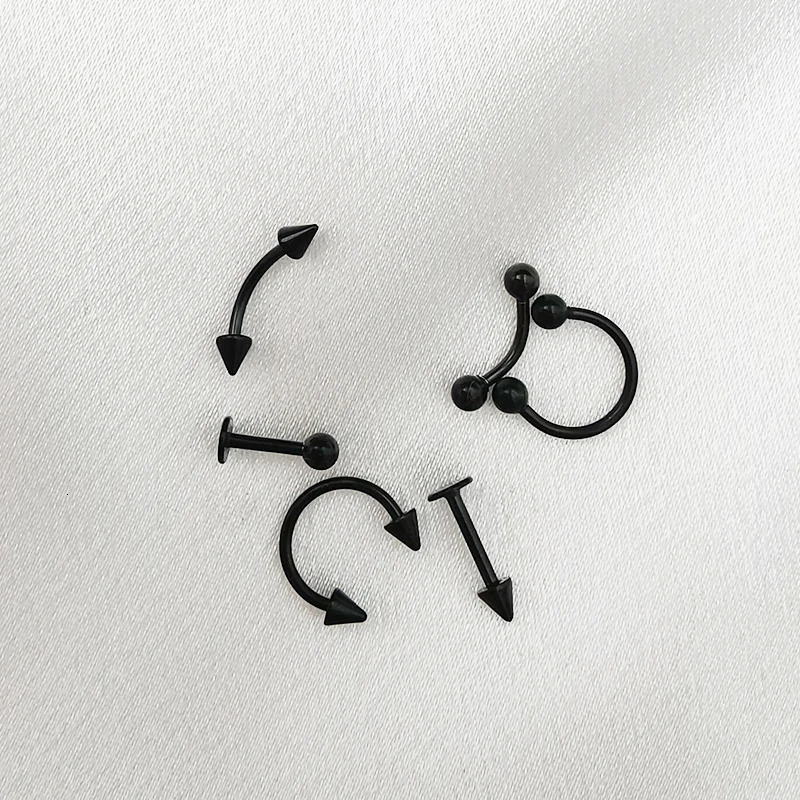 12PC Tragus Piercing Nose Earring Septum Labret Lip Ring Cartilage Industrial Tongue Barbells Eyebrow Body Jewelry 250613