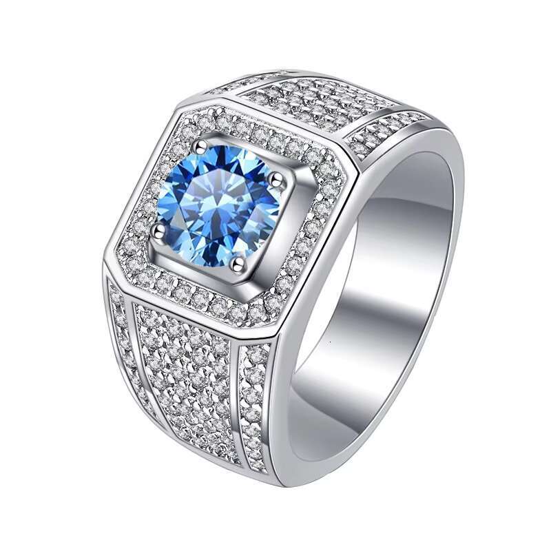 925 Sterling Silver Mens Diamond Ring Big Honeycomb Wide Version Domineering for Boss All Sky Star 2 Karat Moissanite Ring