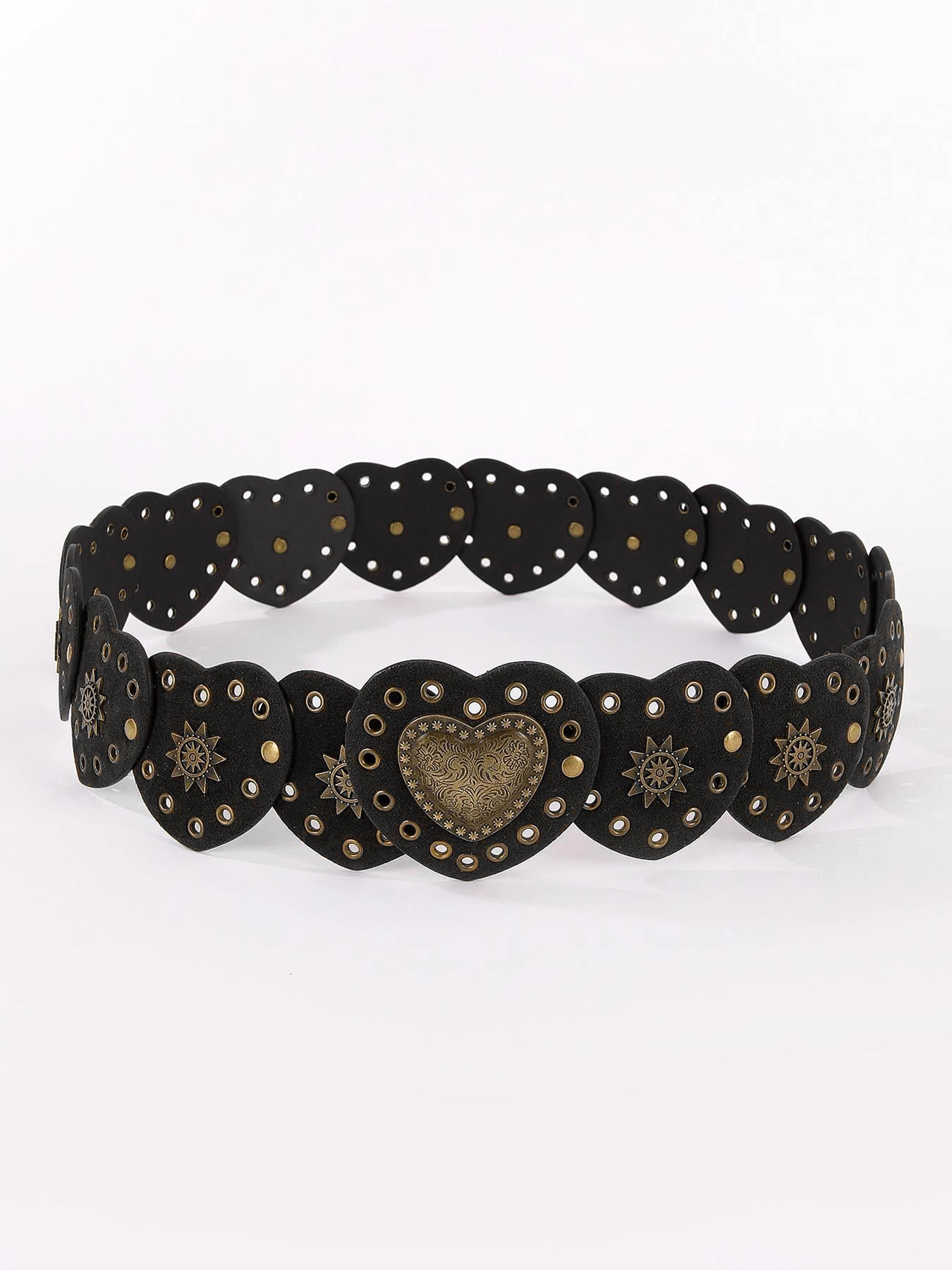 1Pcs Ladies suede material decoration Heart shaped accessory splicing belt Bronze colored heart-shaped buckle Dress accessories 250617