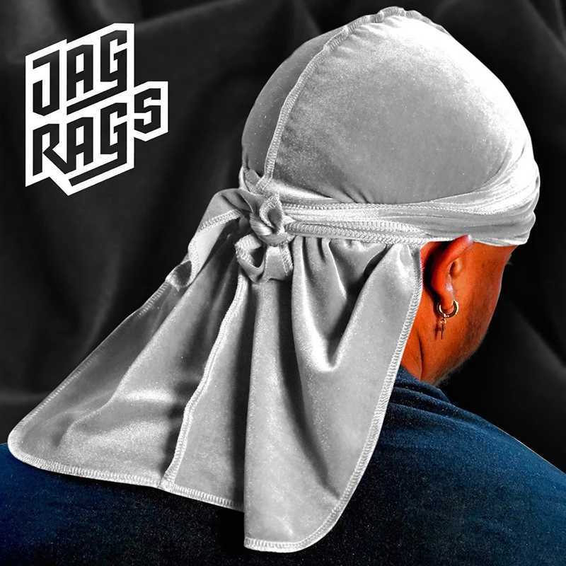 New Unisex Solid Color Soft Velvet Longtail Pirate Hat Breathable Bandana Durag Long Ribbon Cape Baotou Headband Du-Rag M250623