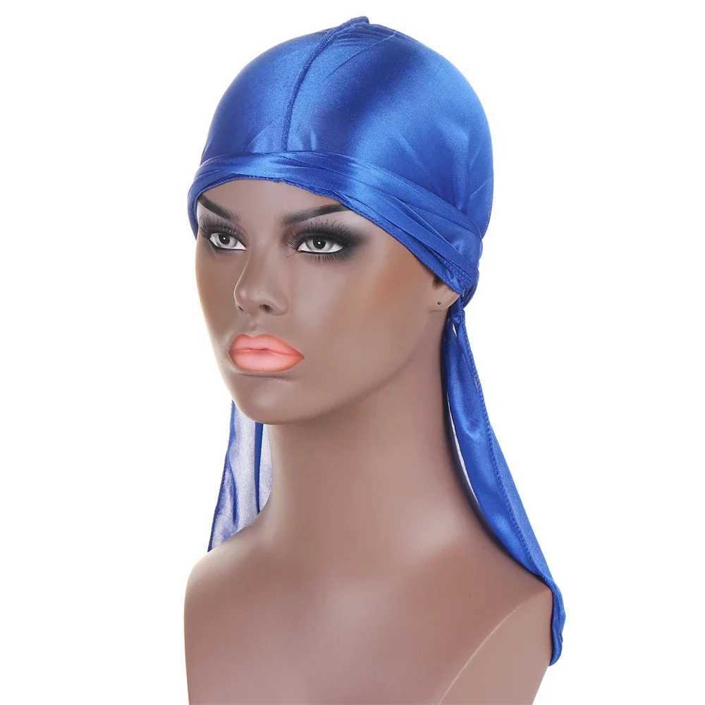 Men Silky Durags Bandana Turban Hat Wigs Doo Unisex Satin Durag Biker Bonnet Headwear Headband Hair Accessories Long Tail Du-Rag M250623