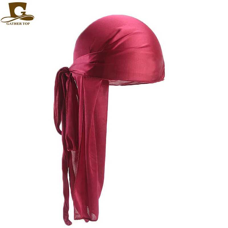 Mens Silky Durags Bandanas Turban hat Wigs Doo Men Satin Durag Biker Headwear Headband Hair Accessories Extra Long Tail Du-Rag M250623