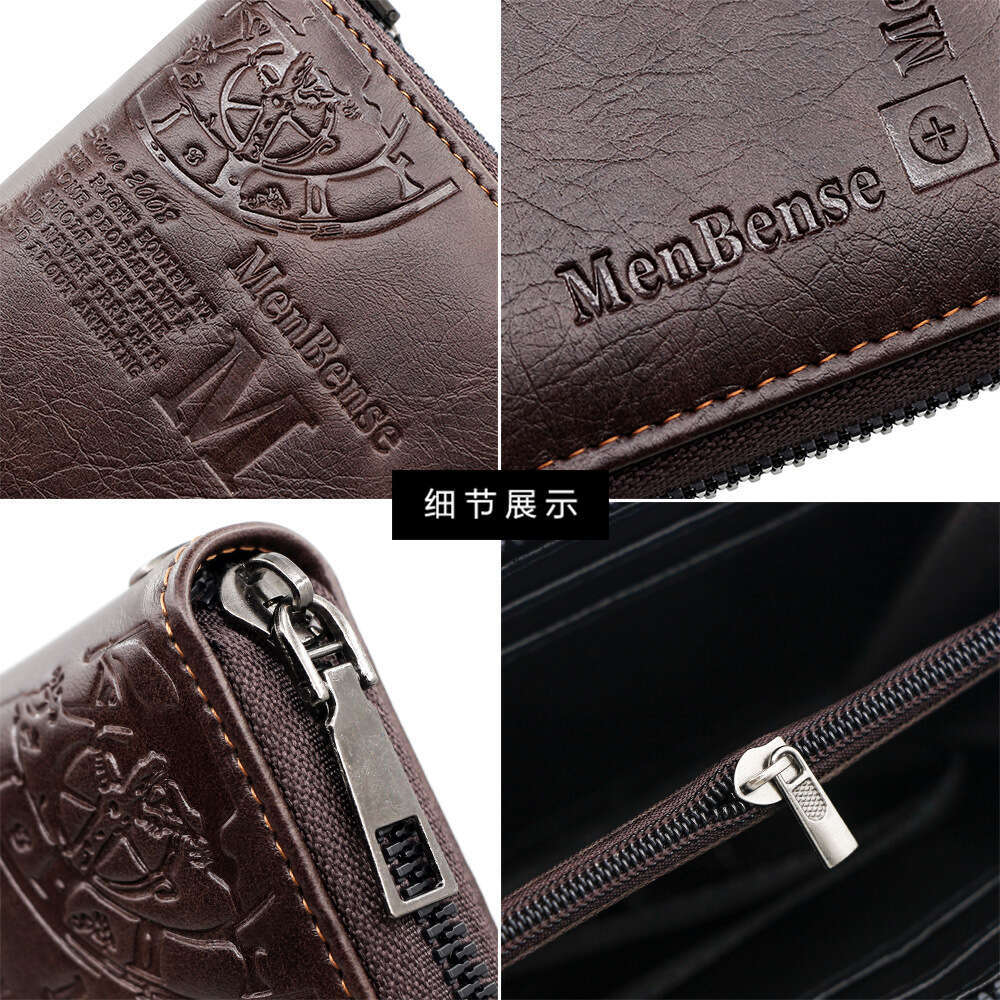 PU Leather Long Men's Style Zipper Clutch Multi-Card Slot Large Capacity Phone Bag Wallet