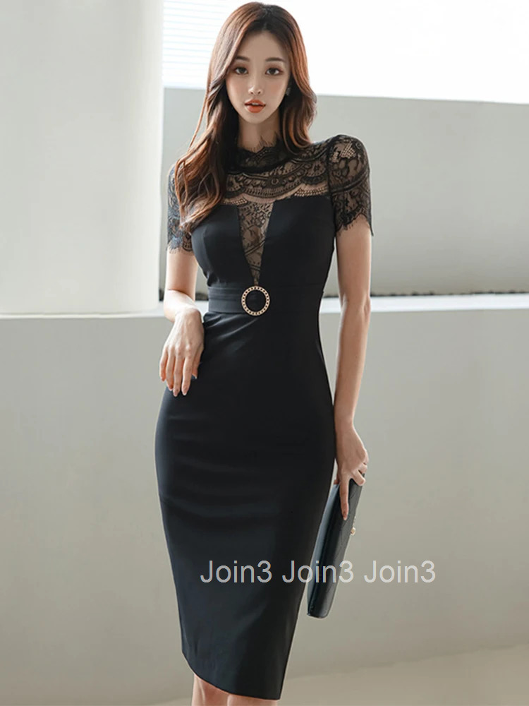 New Summer Women Evening Dress Temperament Chic Lace Sheer Sexy Short Sleeve Slim Midi Party Prom Birthday Robe Mujer Vestidos