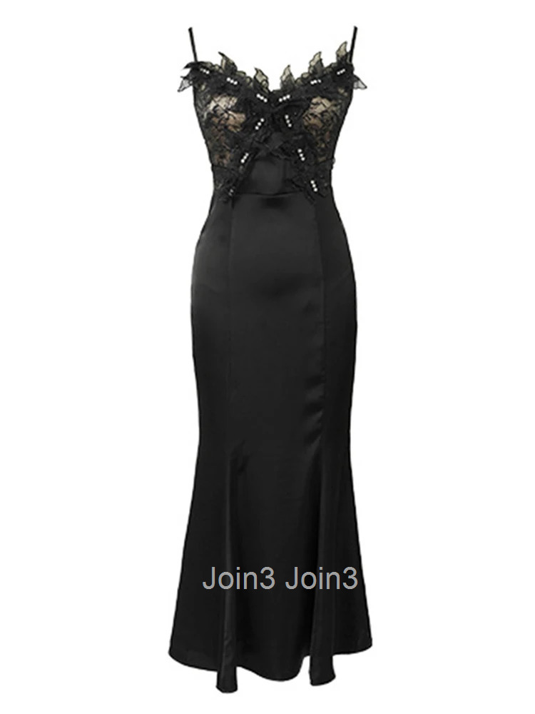 Fashion Summer Satin Elegant Women Evening Long Dress Chic Black Sexy Strap Slim Maxi Party Club Prom Robe Femme Mujer Vestidos