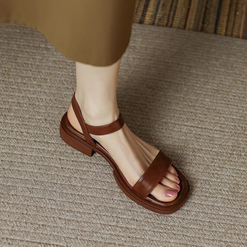 Women's Summer Fashion Platform Sandals French Style Internet Celebrity One-Strap Flat Comfortable Outdoor Non-Slip Roman Shoes ddmythur