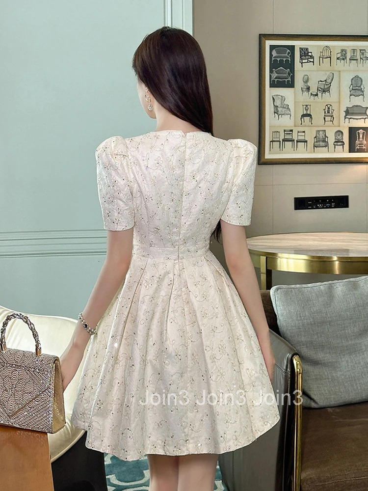 New Elegant Luxury Lace Summer Evening Dress Women Clothes Sweet Puff Sleeve Slim A-Line Short Party Club Prom Vestidos Fiesta