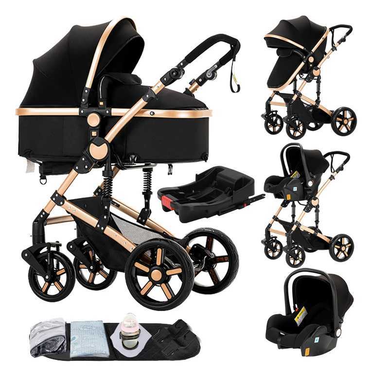 Compact Baby Stroller 4 in 1 with ISOFIX Baby Travel System Multifunctional Baby Pram for Toddlers Buggy Travel Pram Baby ItemsXJ250623