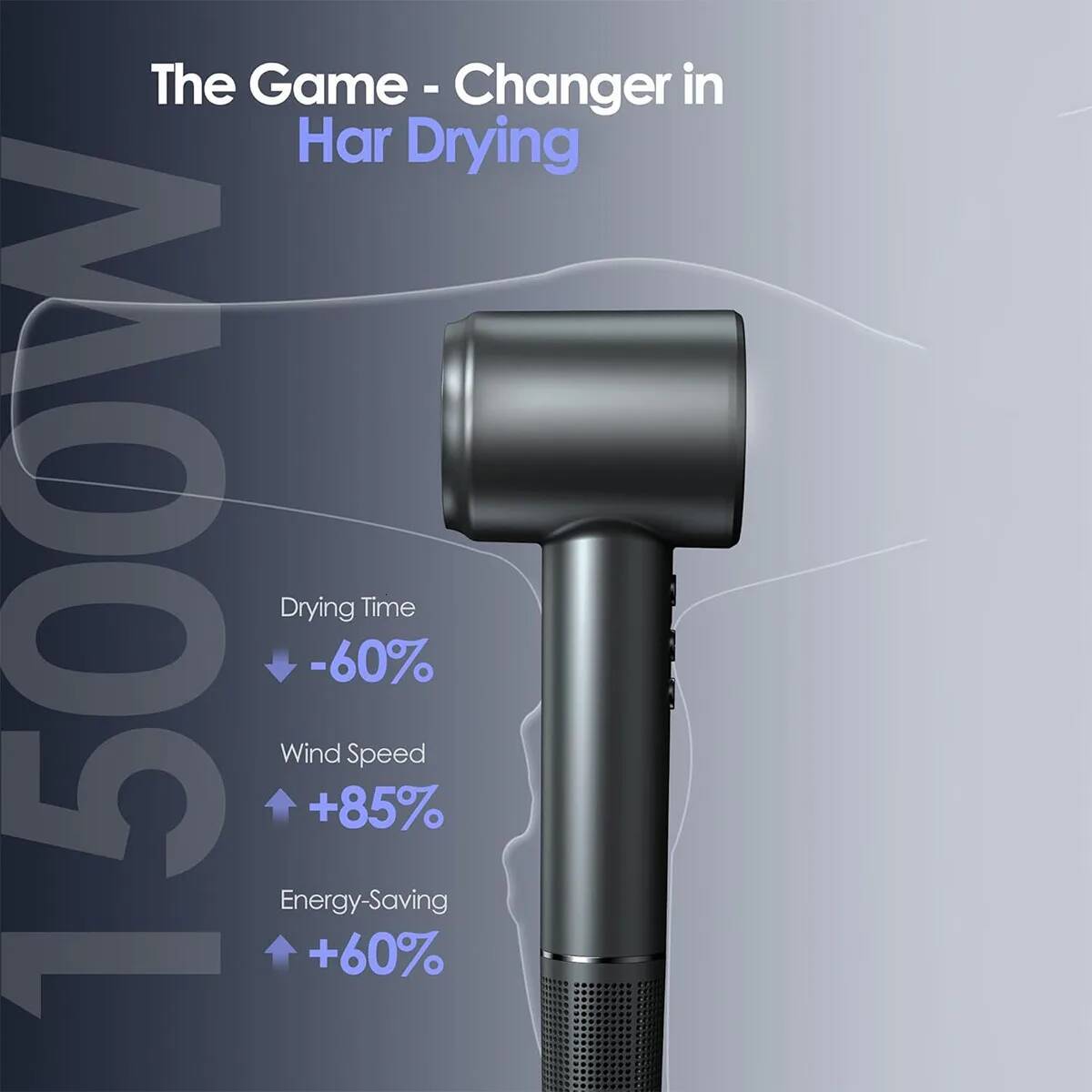 Electric High Speed Hair 120000RPM Brushless Negative Ions Blow Dryer 1600W Super Powerful Wind Lownoise Salon HairDryer