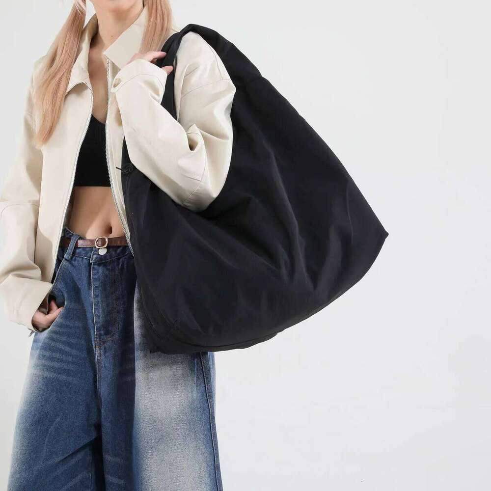 Solid Color Soft Cloth Shopping Bag, Large Capacity Handbag For Daily Travel, Shoulder Tote Bag