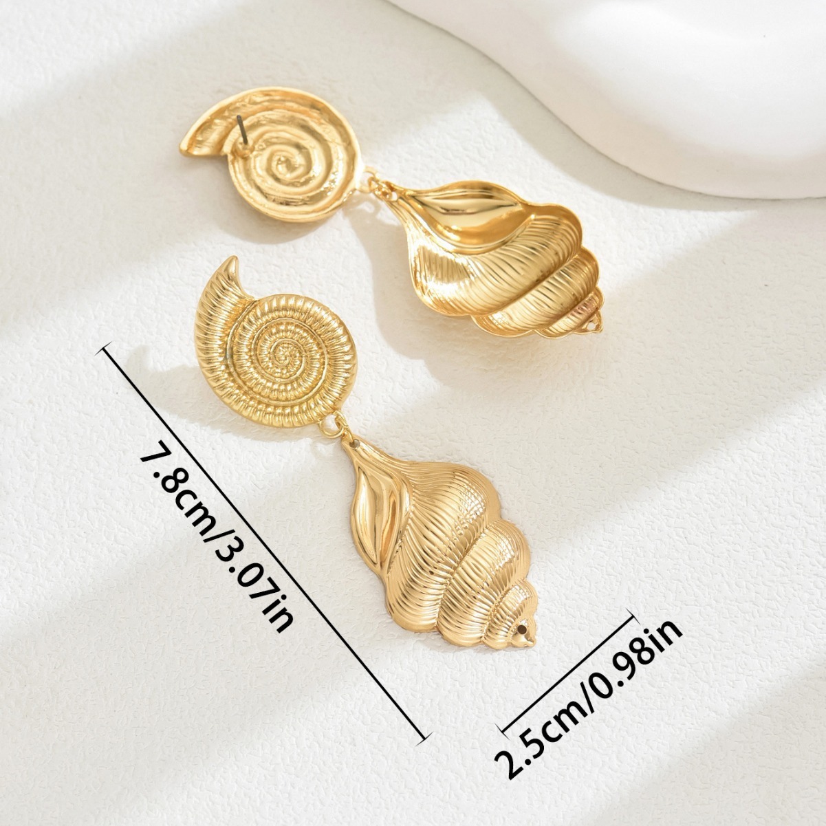 Fashion Style Earrings For Women, Unique Conch Electroplated Alloy Studs, Elegant Trendy Ear Jewelry