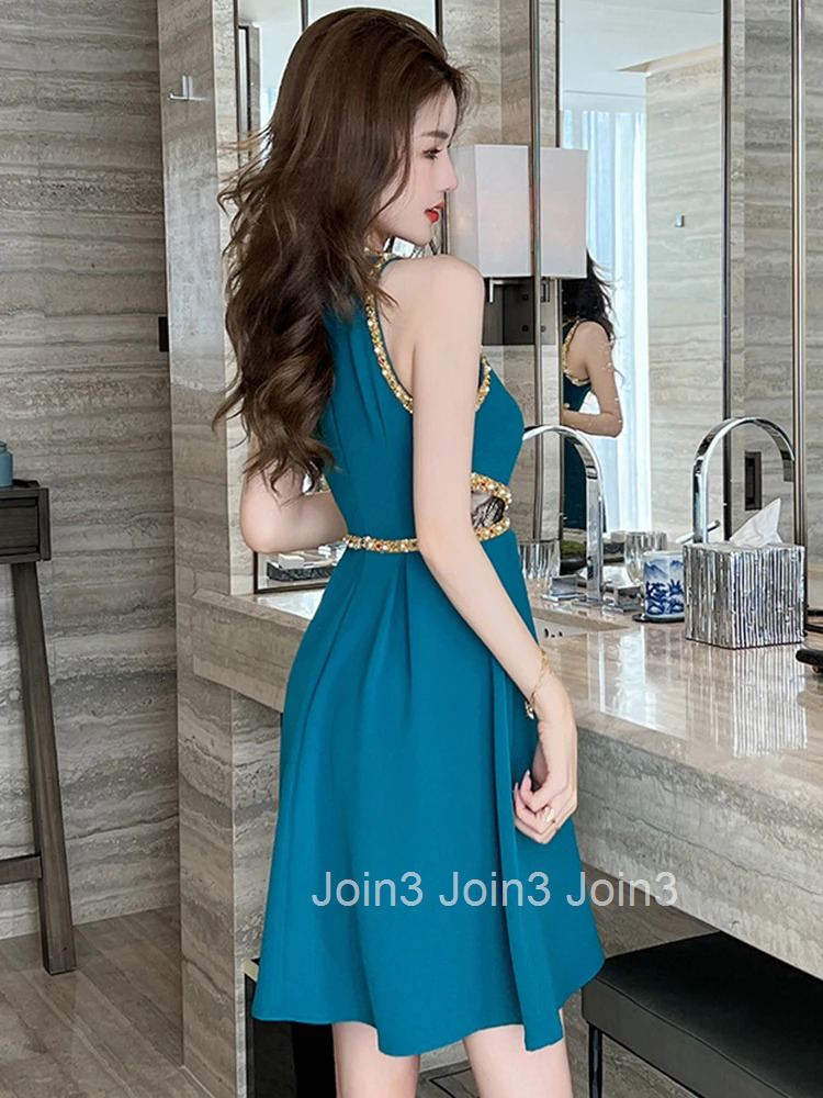 Fashion Summer Short Evening Dress Women Elegant Luxury Chic Sexy Sleeveless Slim A-Line Mini Party Prom Birthday Mujer Vestidos