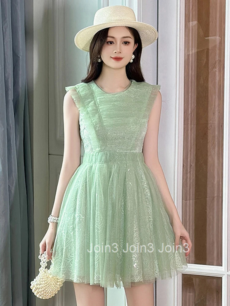 New Summer Fashion Casual Lace Floral Vacation Evening Dress Women Clothes Sweet Sleeveless Slim A-Line Mini Short Party Vestido