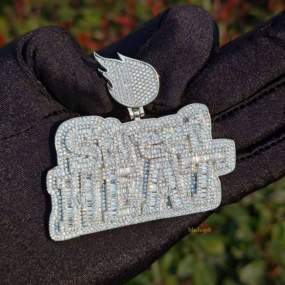 Designer Moissanite Dia Necklace for Mens Cuban Chain Pendant Iced Out 3d Sier Initial Vvs Link Hip Hop Jewelry Men Gift Fashion Olc0