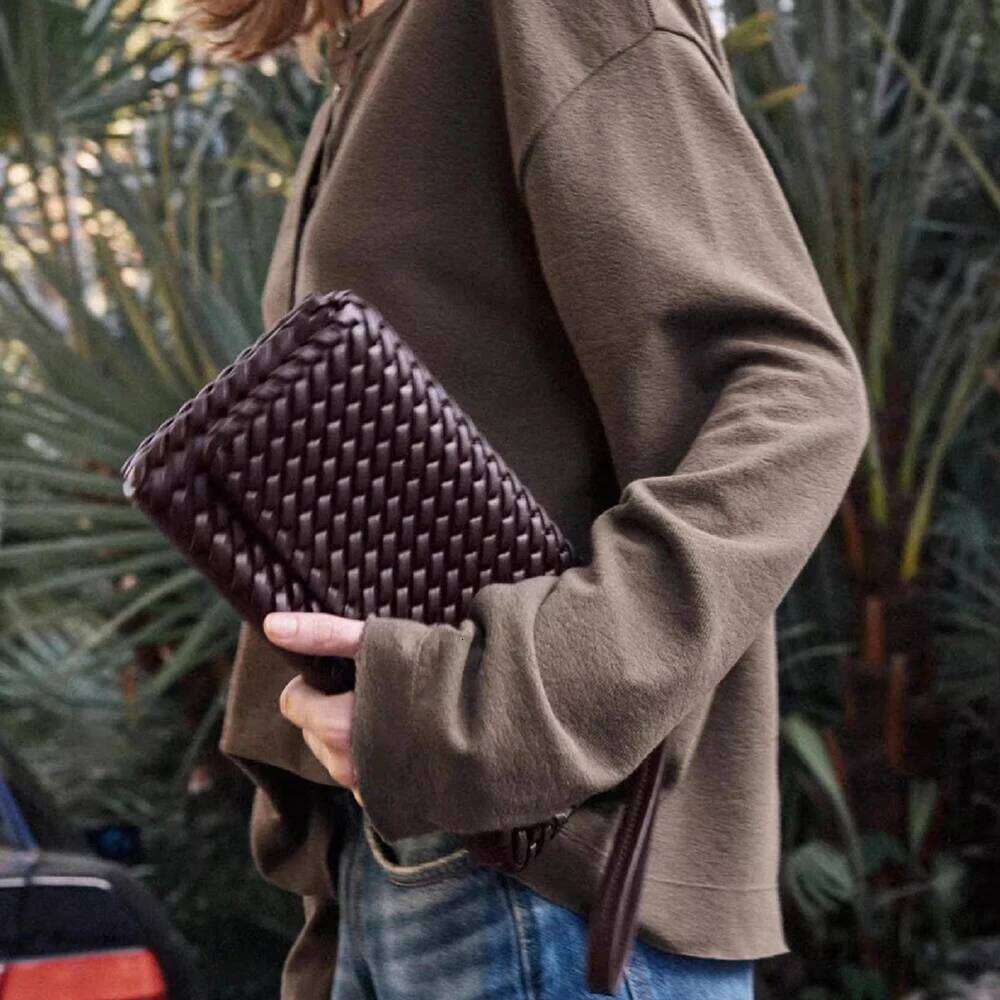 Woven Women's Fashion PU Leather Shoulder For Women Cover Flap Envelope Crossbody Bag Designer Bags Clutch Purse