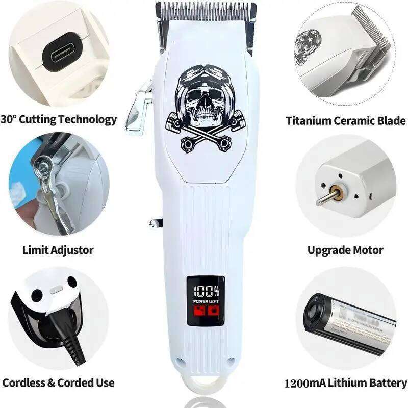 Professional Clippers For Men, Cutting Kit T-Blade Trimmer Combo, 1 Set Rechargeable Electric Hair Trimmer&Accessories