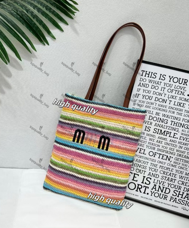 2025 Beach Bag Designer Bag Tote Bag Shoulder Bag Wallet Luxury miuest miutly bag Ladies Summer Vacation Fabric Clash Tote Large Capacity miulie miulies bag d7d