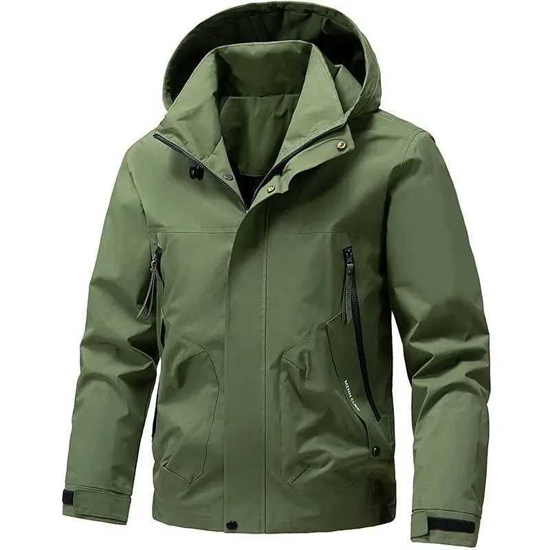 Men Jackets Softshell Waterproof Zip Hooded Jacket Hiking Camping Clothes Outerwear Coats with Zipper Pockets Leather Jacket Men W250623