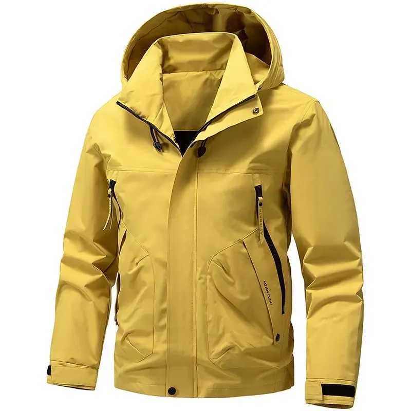 Men Jackets Softshell Waterproof Zip Hooded Jacket Hiking Camping Clothes Outerwear Coats with Zipper Pockets Leather Jacket Men W250623
