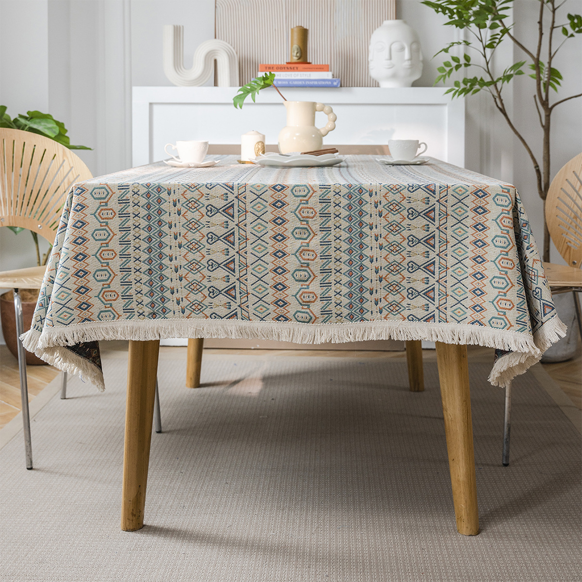 90135 Bohemian thick tablecloth american style tablecloth flower jacquard tablecloth
