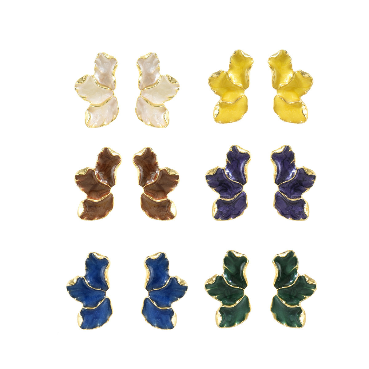 Korean and Japanese Style Clover Petal Fashion Oil Drip Design Studs Sweet Temperament Earrings for Women