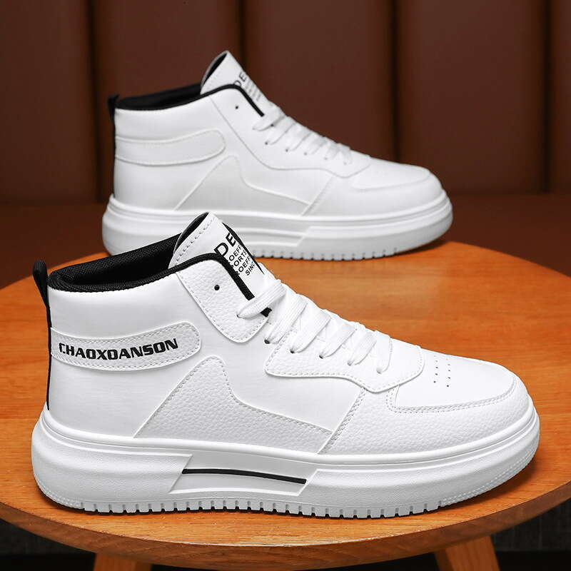 Spring New High-Top Men's Versatile White new Thick-Soled Sneakers Casual Board Trendy Shoes