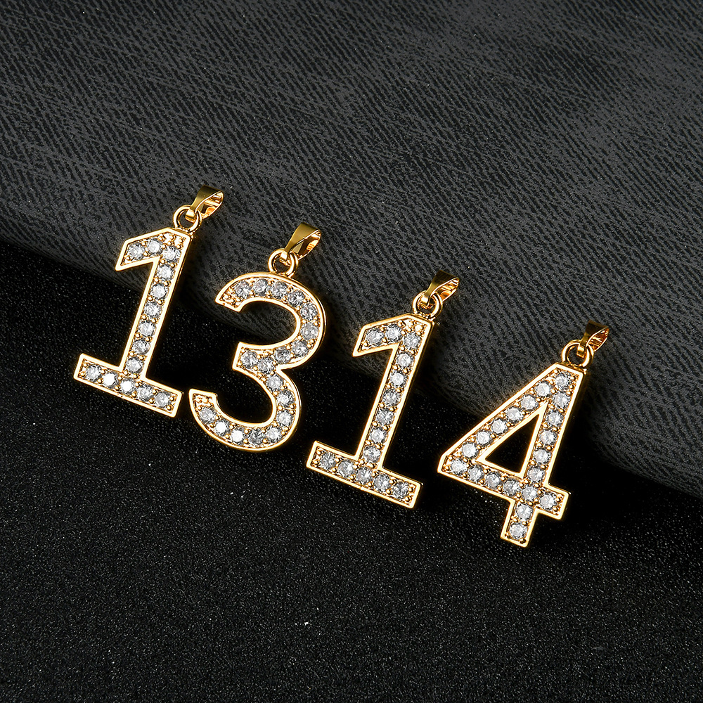 Luxury Designer Digit Diamond Inlaid Creative Combo Pendant 0-9 Numbers Trendy Hip Hop Moissanite Jewelry Pass the diamond tester