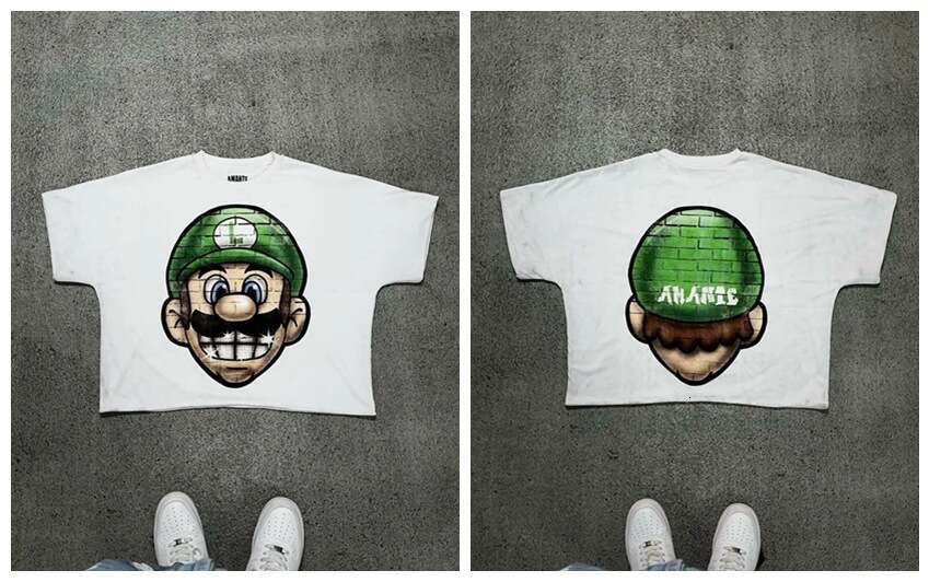 Korean Style Simple Niche Design Cartoon Long Printed Cotton T-Shirt Men's Hip-Hop Harajuku Y2K Loose Couple Top