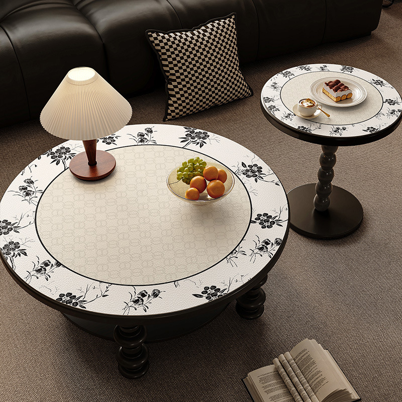 Classic Circular Wooden Grain Effect Protector Pad Non-Slip Design Ideal for Kitchen Tables